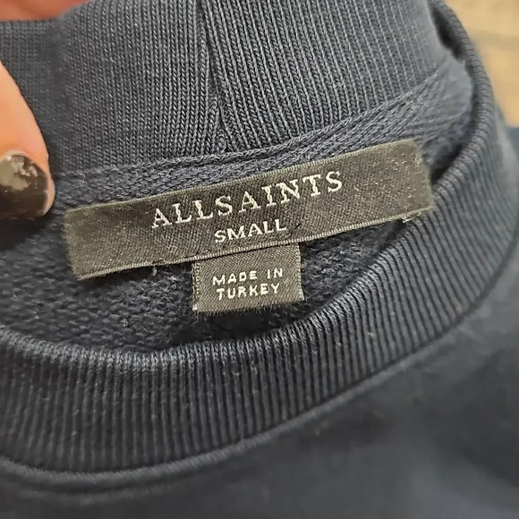All Saints Cropped Navy Sweatshirt - Picture 7 of 10